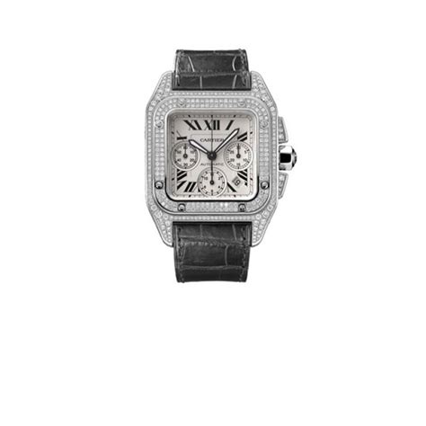 cartier santos 100 diamond 18kt white gold xl mens watch|cartier santos pre owned.